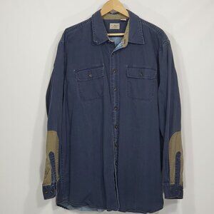 Vintage LL Bean Heavy Cotton Buttondown Shirt 2-tone Blue with khaki  XXL Tall